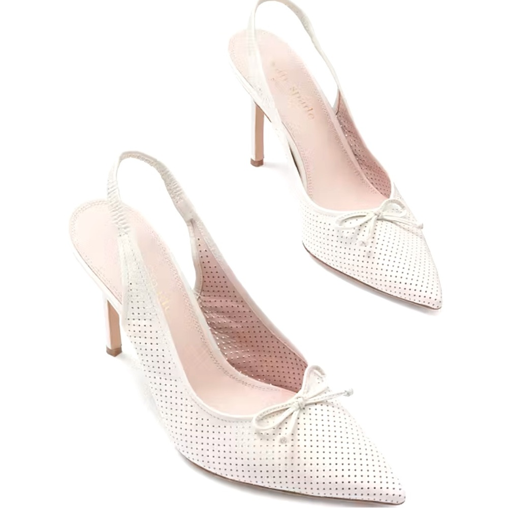 Women’s Kate Spade sling back kitten heel pumps in cream